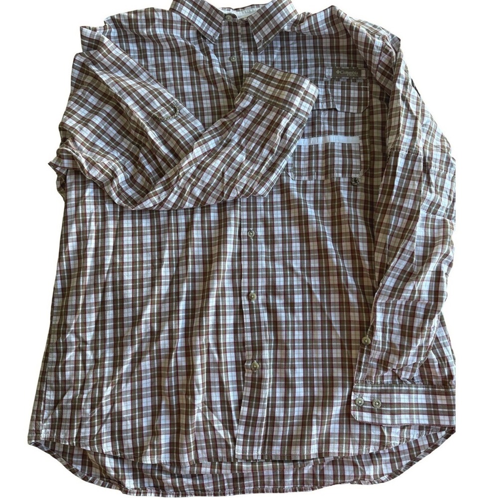 Columbia PHG Fishing Shirt Mens XXL Plaid Long Sleeve Vented Mesh Outdoor Hiking - Picture 6 of 8